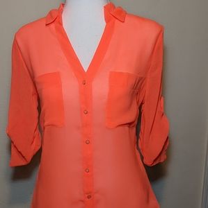 Dynamite Neon Orange 3/4 sleeve blouse